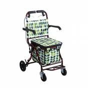Creative Light- Old Man Shopping Cart Seat Peut s'asseoir Peut Pousser à Quatre Roues Shopping Step Step Step Portable Pliable (Couleur : Single Wheel