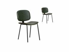 Duo de chaises simili cuir vert - margot - l 45 x l 52 x h 79 cm - neuf