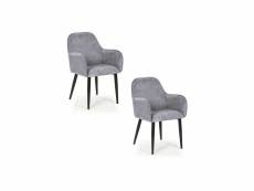 Duo de fauteuils velours gris-métal - adue - l 57