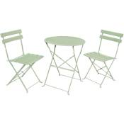 Ensemble de meubles orion pour balcon : Table ronde & 2 chaises en vert frais