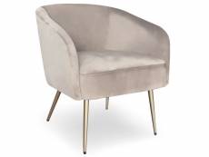Fauteuil goldman velours taupe pieds or