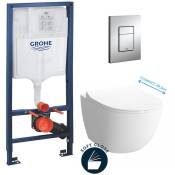 Grohe Pack WC Bâti + cuvette Sento compacte + plaque de commande chrome (GROHE-SentoCOMPACT)