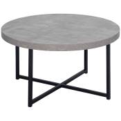 HOMCOM Table basse ronde table basse industrielle effet