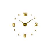 Horloge Murale 3D Geante Sticker, diy Moderne Pendule Murale Ajustable Autocollant, Miroir Acrylique Numérique Décoration pour Salon Maison Bureau