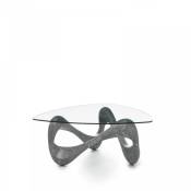 Iperbriko - Table basse transparente-grise 100 cm x