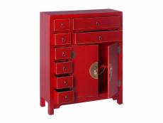 Ivana rouge - meuble d'entrée 2 portes et 8 tiroirs