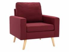Knut - fauteuil scandinave bois d'hévéa et tissu - rouge bordeaux 288700