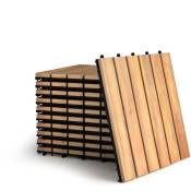 Lot de 10 dalles carreaux de terrasse 30×30 cm plancher d'exterieur emboitable en bois acacia huilé