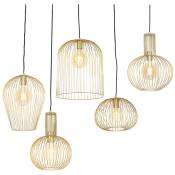 Lot de 5 lampes suspendues design or - Fils - Doré/Laiton - Qazqa