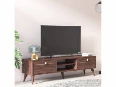 Meuble tv de salon avec deux portes et deux compartiments centraux, 152 x 35 x 40 cm, couleur noyer 8052773563031