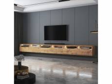 Meuble tv - rednaw - 300 cm - chêne wotan - avec led