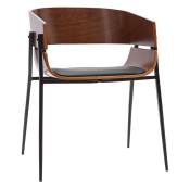 Miliboo - Chaise design bois foncé et métal noir wess - Noyer / noir