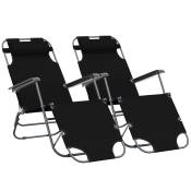 Outsunny Chaise Longue Pliable Bain de Soleil fauteuil relax jardin transat de Relaxation Dossier inclinable avec Repose-Pied