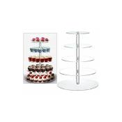 Présentoir à cupcakes à 5 niveaux en acrylique - Pour cupcakes et desserts - Pour le thé de l'après-midi, une fête prénatale, un mariage