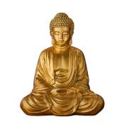 Statue décoration à poser Bouddha zen en résine doré - H20 cm