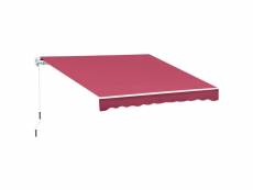 Store banne manuel rétractable aluminium polyester imperméabilisé 3l x 2,5l m rouge bordeaux