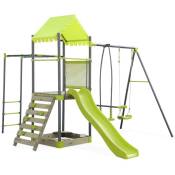 Sweeek - Aire de jeux pour enfants verte acier et bois.