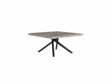 Table basse carrée bois-métal - leoki - l 90 x l 90 x h 45 cm - neuf