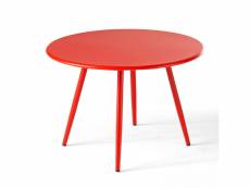 Table basse de jardin ronde en métal rouge 40 cm -