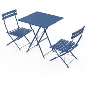 Table Bistro avec 2 Chaises,Acier, Pliable,pour Balcon,Jardin,Terrasse,bleu