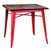 Table industrielle urbaine bristol fer rouge 70 x 70 cm