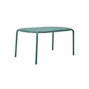 Table ovale Toní Tavolo / 160 x 90 cm - Trou pour parasol + bougeoir amovible - Fatboy vert en métal