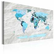 Tableau carte du monde bleu pèlerinages - 60 x 40