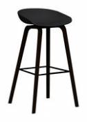 Tabouret de bar About a stool AAS 32 / H 75 cm - Plastique & pieds bois - Hay noir en plastique