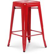 Tabouret de bar style industriel rouge brillant - Hauteur 66 cm - Kosmi