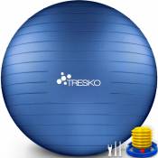 TRESKO® Ballon de Gymnastique Anti-éclatement Boule d'assise Balle de Yoga Balles d'exercices Fitness 300 kg avec Pompe à ai (Indigo Blue, 55 cm)