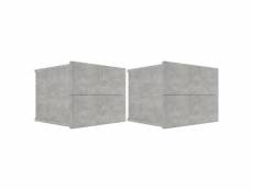 Vidaxl tables de chevet 2 pcs gris béton 40 x 30 x 30 cm aggloméré 801062