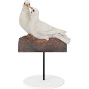 Vivid Arts - Couple de colombes en résine sur socle - Blanc