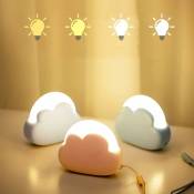 Yozhiqu - Veilleuse nuage pour chambre à coucher de bébé fille, lampe de nuit mignonne pour enfant, veilleuse portable rechargeable par usb avec