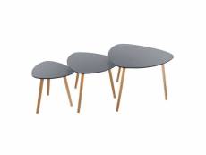 3 tables d'appoint design mileo - gris
