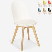 Ahd Amazing Home Design - Chaise de cuisine et salle à manger avec coussin design scandinave en bois Bib Nordica Couleur: Blanc
