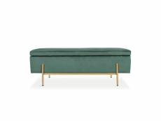 Banquette coffre olivia velours vert pieds or