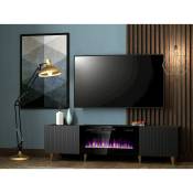 Bim Furniture - cabinet tv avec cheminée électrique pafos cm180x40x49 noir mat