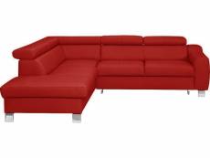 - canapé d'angle convertible en cuir italien de luxe 5 places astrid, rouge foncé, angle gauche