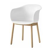 Chaise blanche piétement en bois de chêne JH30 -