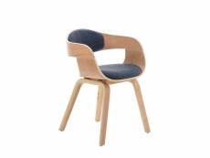 Chaise de bureau sans roulettes visiteur en tissu et bois design retro et confort maximal naturel et bleu bur10541