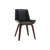Chaise design noir et bois foncé noyer MELKIOR - Noyer / noir