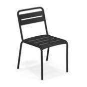 Chaise empilable Star / Aluminium - Emu noir en métal