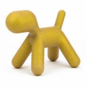Décoration Puppy Large / L 69 cm - Pailleté : édition limitée Noël 2021 - Magis jaune en plastique