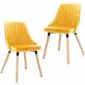 Décoshop26 - Lot de 2 chaises de salle à manger cuisine design rétro velours jaune