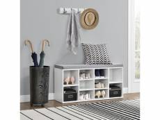 [en.casa]® meuble à chaussures - armoire - rangement - blanc et gris - 103 x 30 x 48 cm