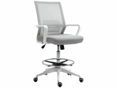 Fauteuil de bureau chaise de bureau assise haute réglable dim. 64l x 59l x 104-124h cm pivotant 360° maille respirante gris