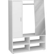Fmd Armoire avec 4 compartiments et miroir 105x39,7x151,3 cm Blanc