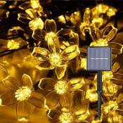 Guirlande lumineuse solaire d'extérieur, 50 LED 7 mètres Guirlande lumineuse solaire d'extérieur pour extérieur, maison, pelouse, mariage, terrasse,