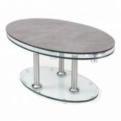 Inside 75 Table basse DOUBLE CÉRAMIQUE CIMENT couleur gris à plateaux pivotants en verre