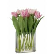Jolipa - Bouquet de tulipes artificiel dans vase ovale